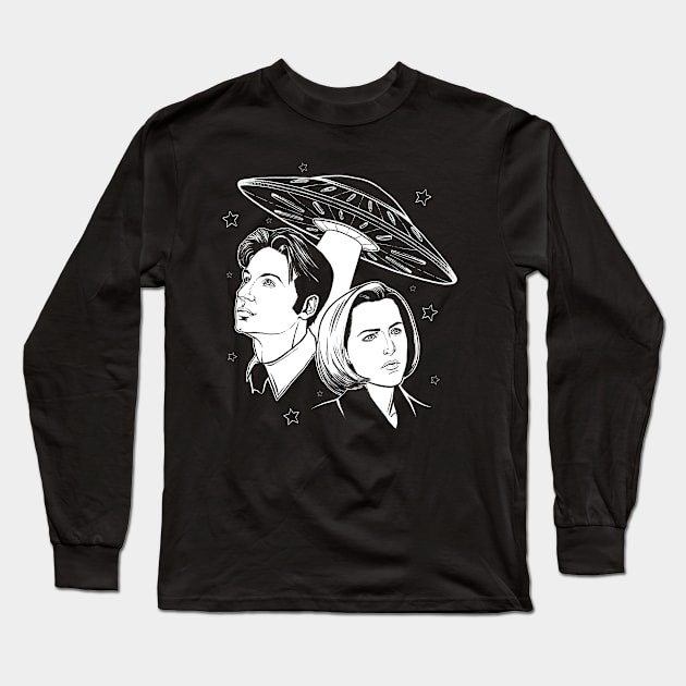 Mulder and Scully Long Sleeve T-Shirt by jleonardart